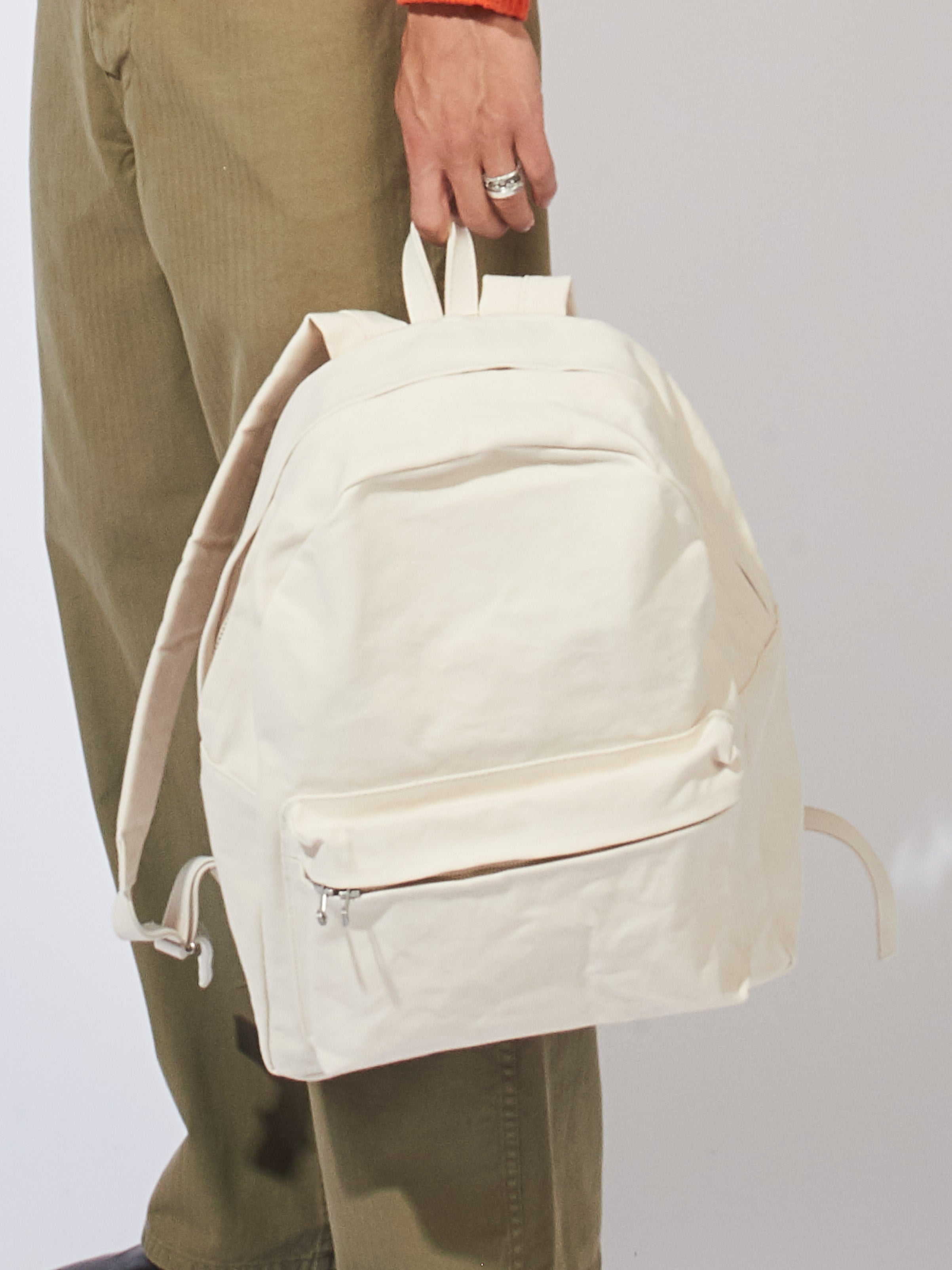 Medium White Washed Canvas Backpack