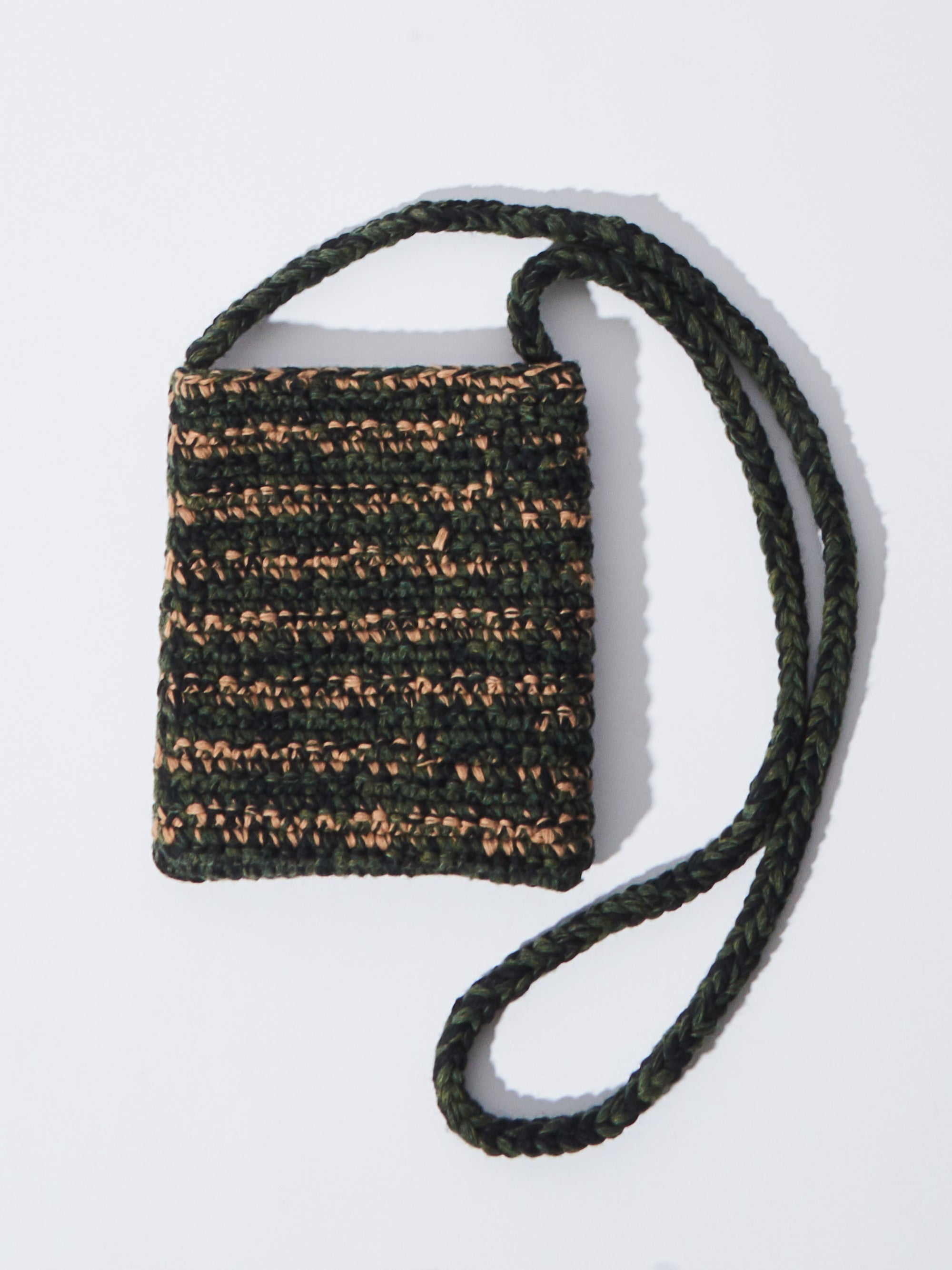 Nicholas Daley - Black/Olive/Sand Hand Crochet Neck Pouch