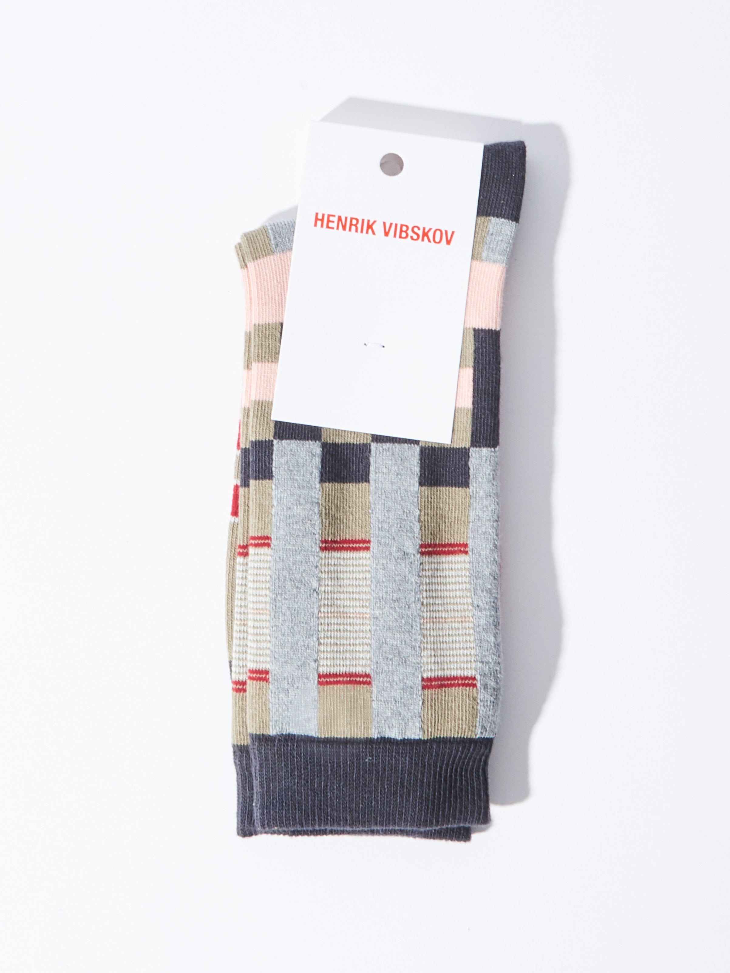 Henrik Vibskov - Checkered Grey/Caviar Red Dancers Wool Socks