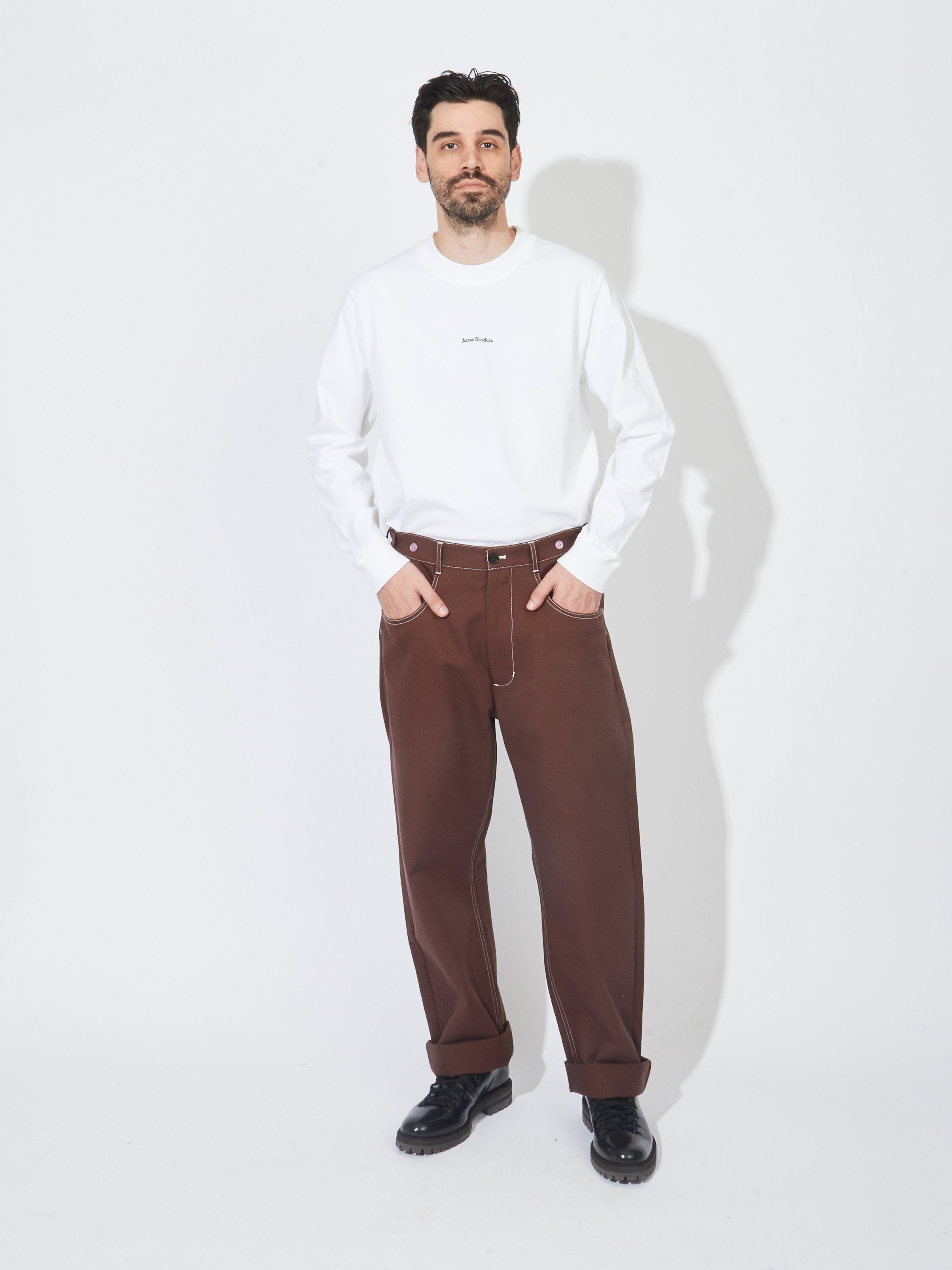 Brown Cotton Twill Ranch Pant