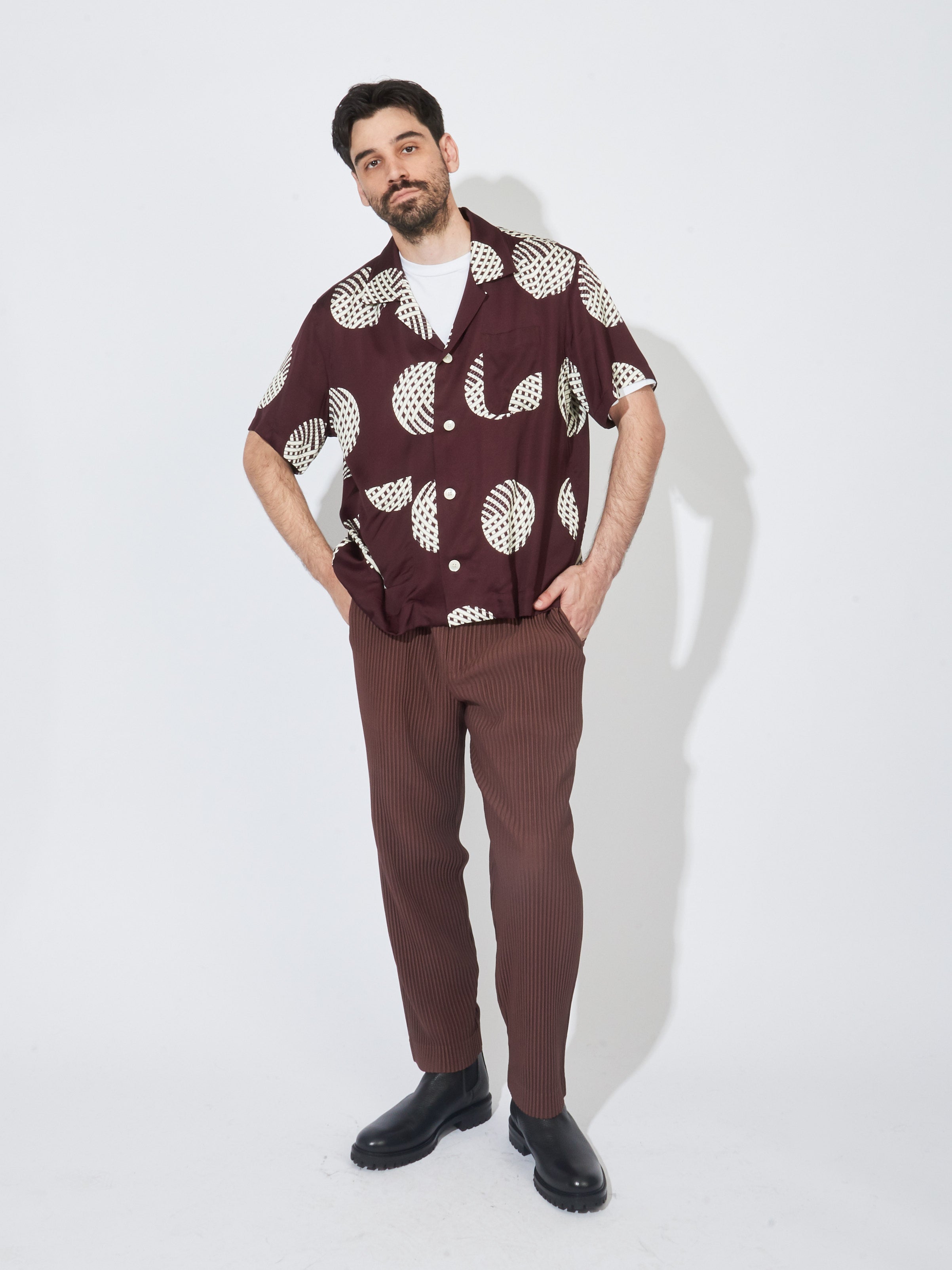 Burgundy Lattice Sphere S/S Shirt