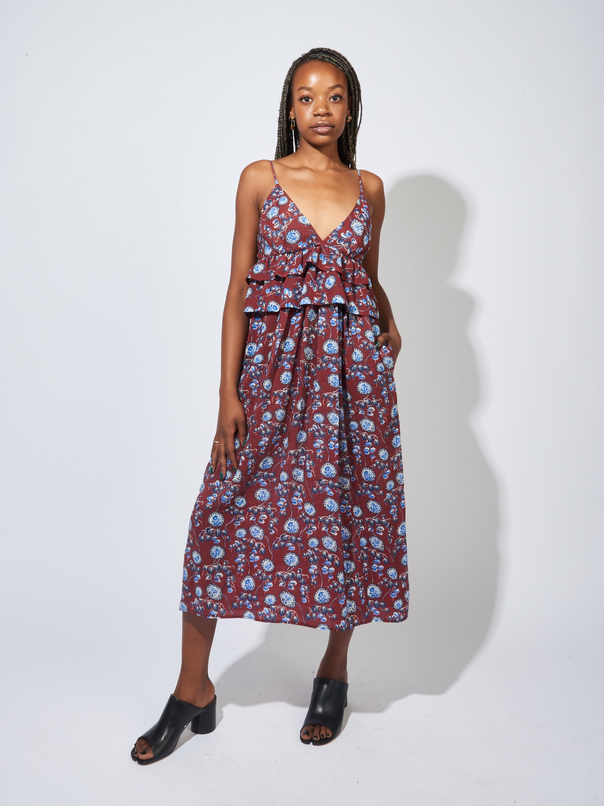 Caron Callahan Garnet Amoeba Floral Renzo Dress Frances May