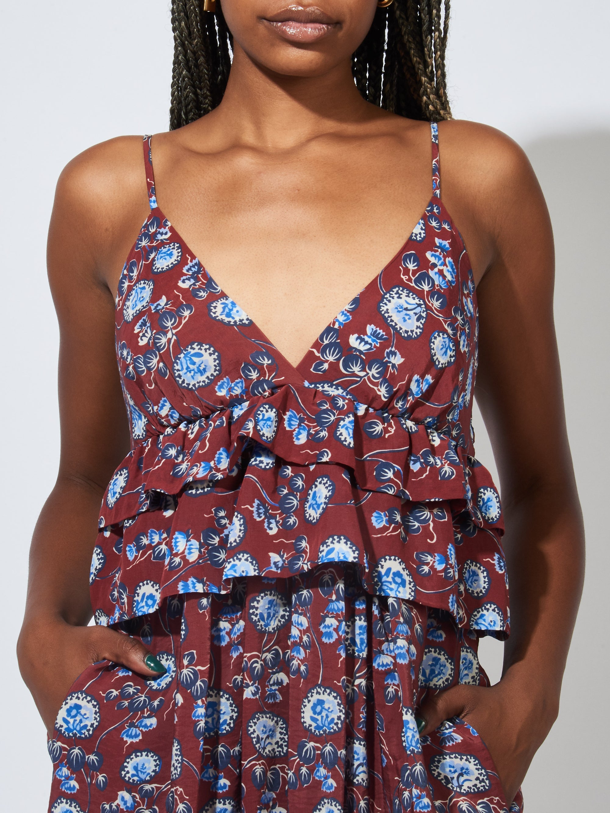 Caron Callahan Garnet Amoeba Floral Renzo Dress Frances May