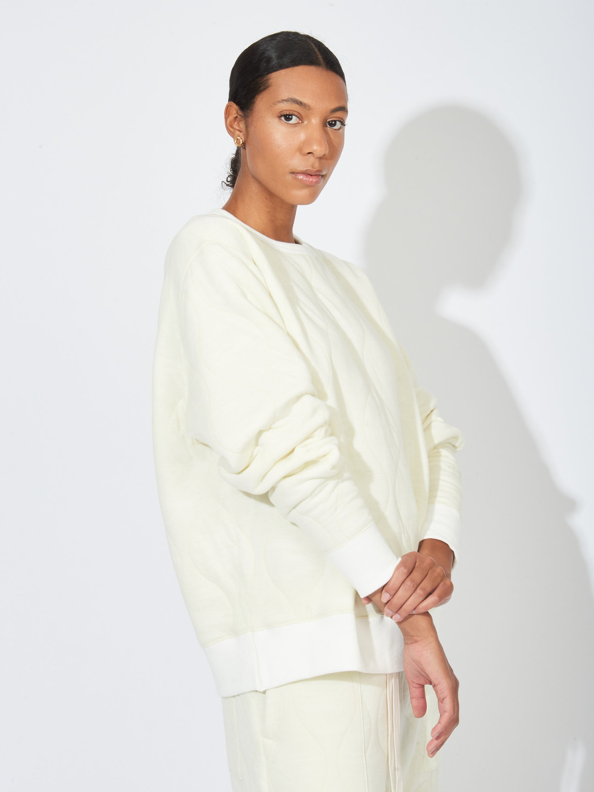 Chimala - Ivory Quilted Crew Top – Frances May