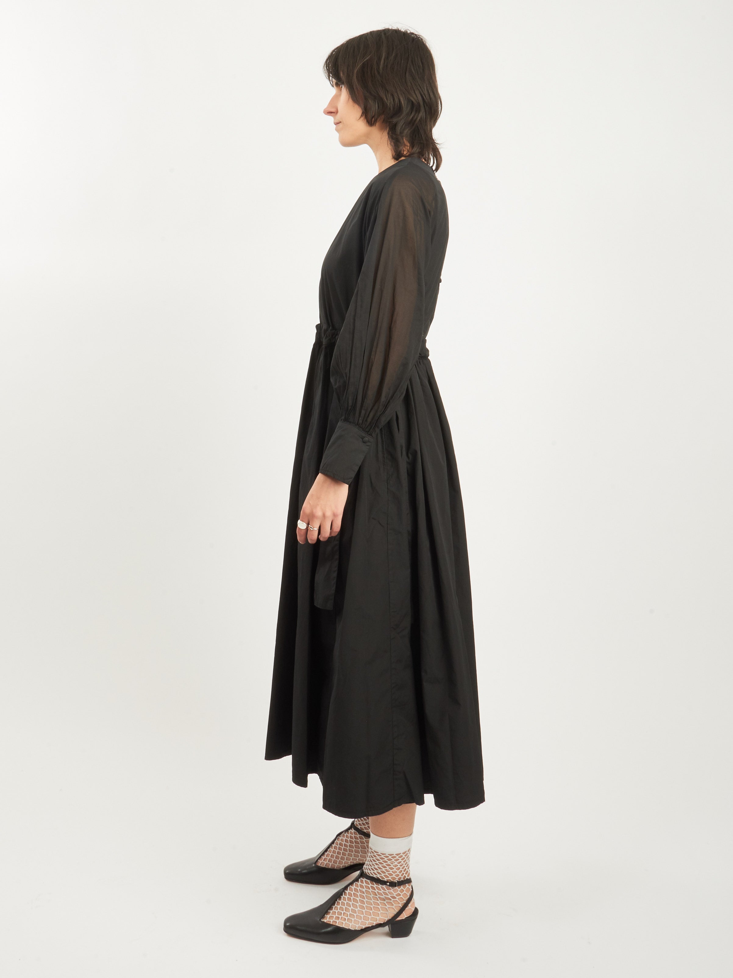 Cosmic Wonder - Black Suvin Cotton Broadcloth Farmer Dress – Frances May