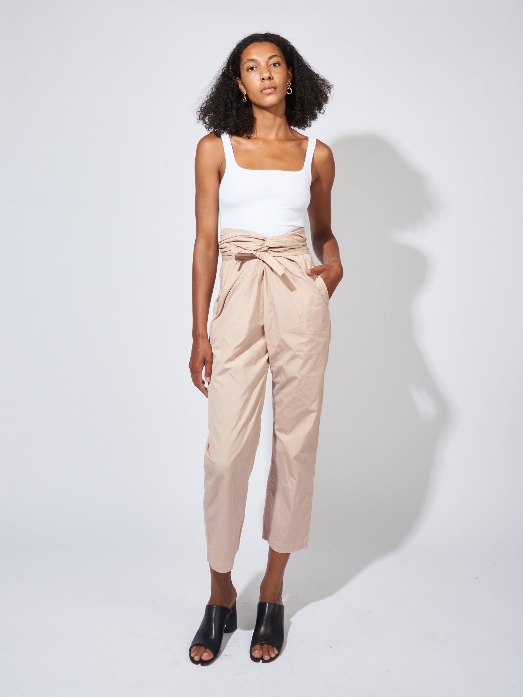 Ganni Chino Paperbag Trousers in White | Lyst