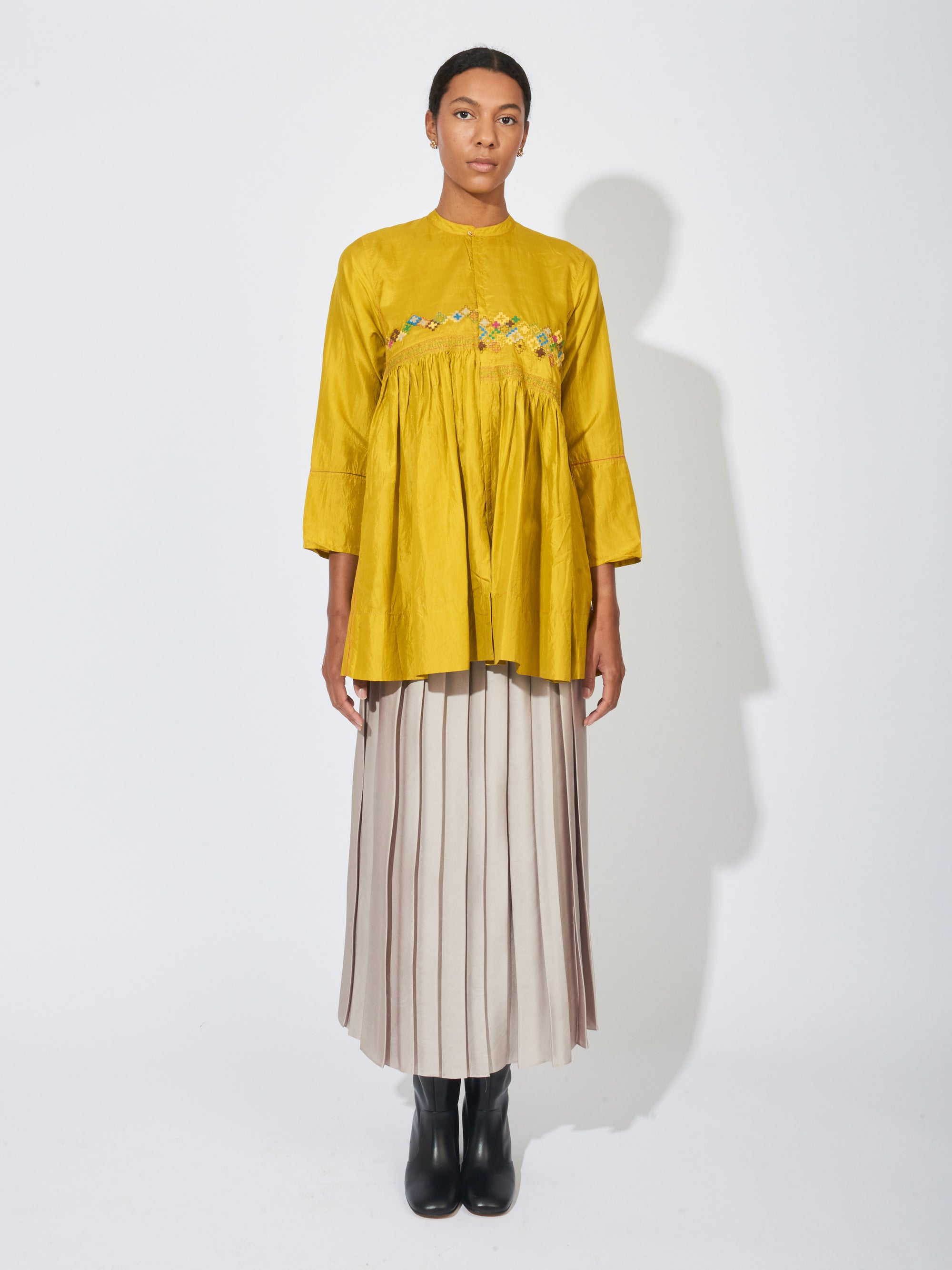 Injiri Yellow Silk Shirt Frances May