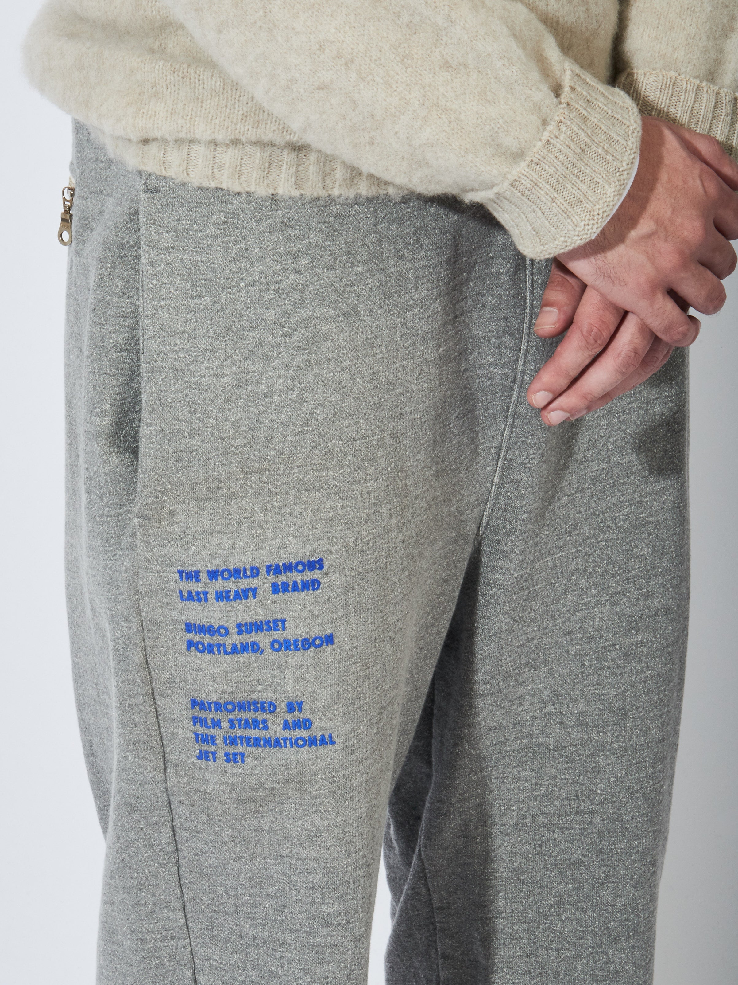 Last Heavy - Heather Grey W/Blue Print Sweaty Pants – Frances May