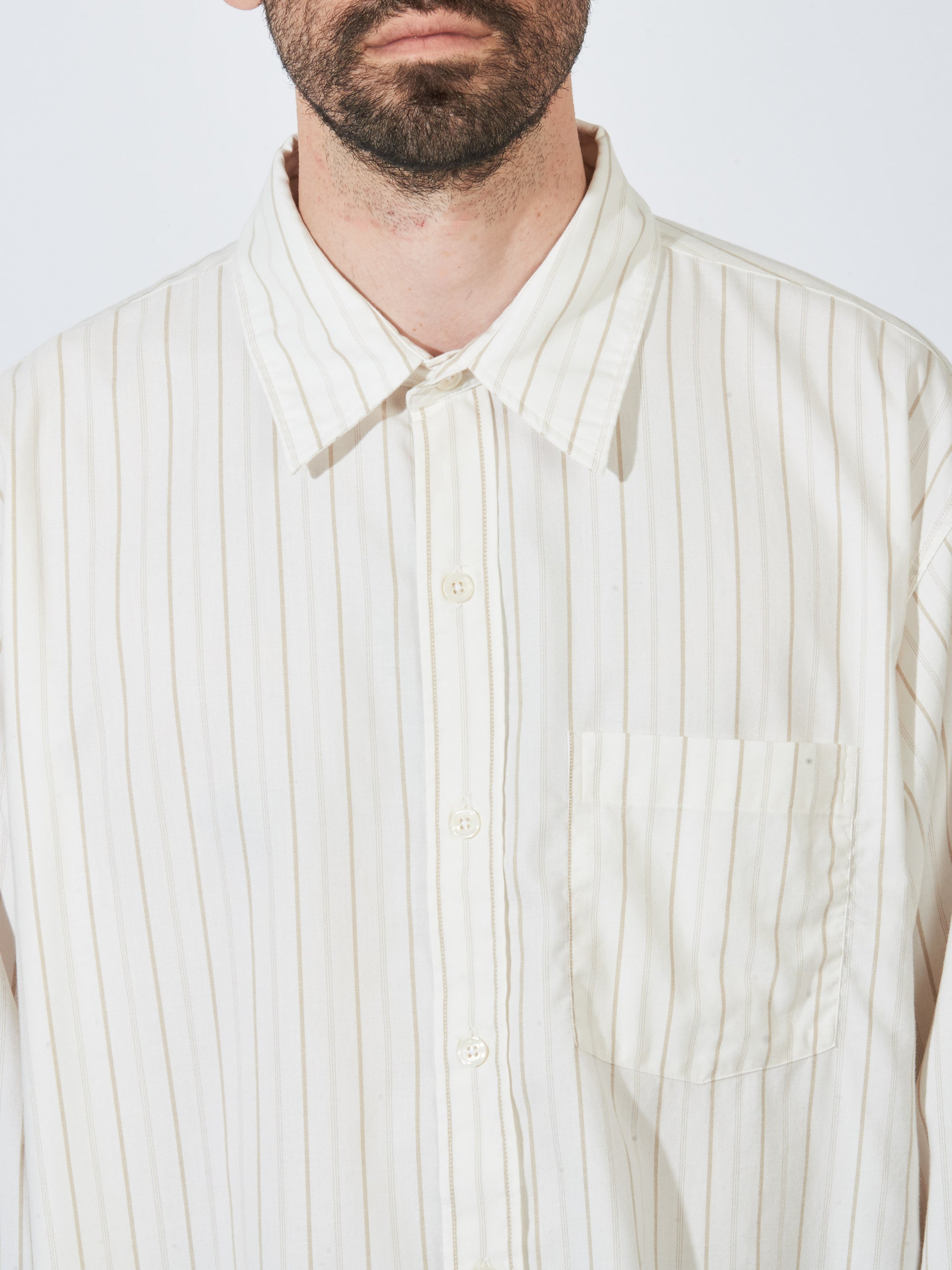 Beige Stripe Silk Executive Shirt