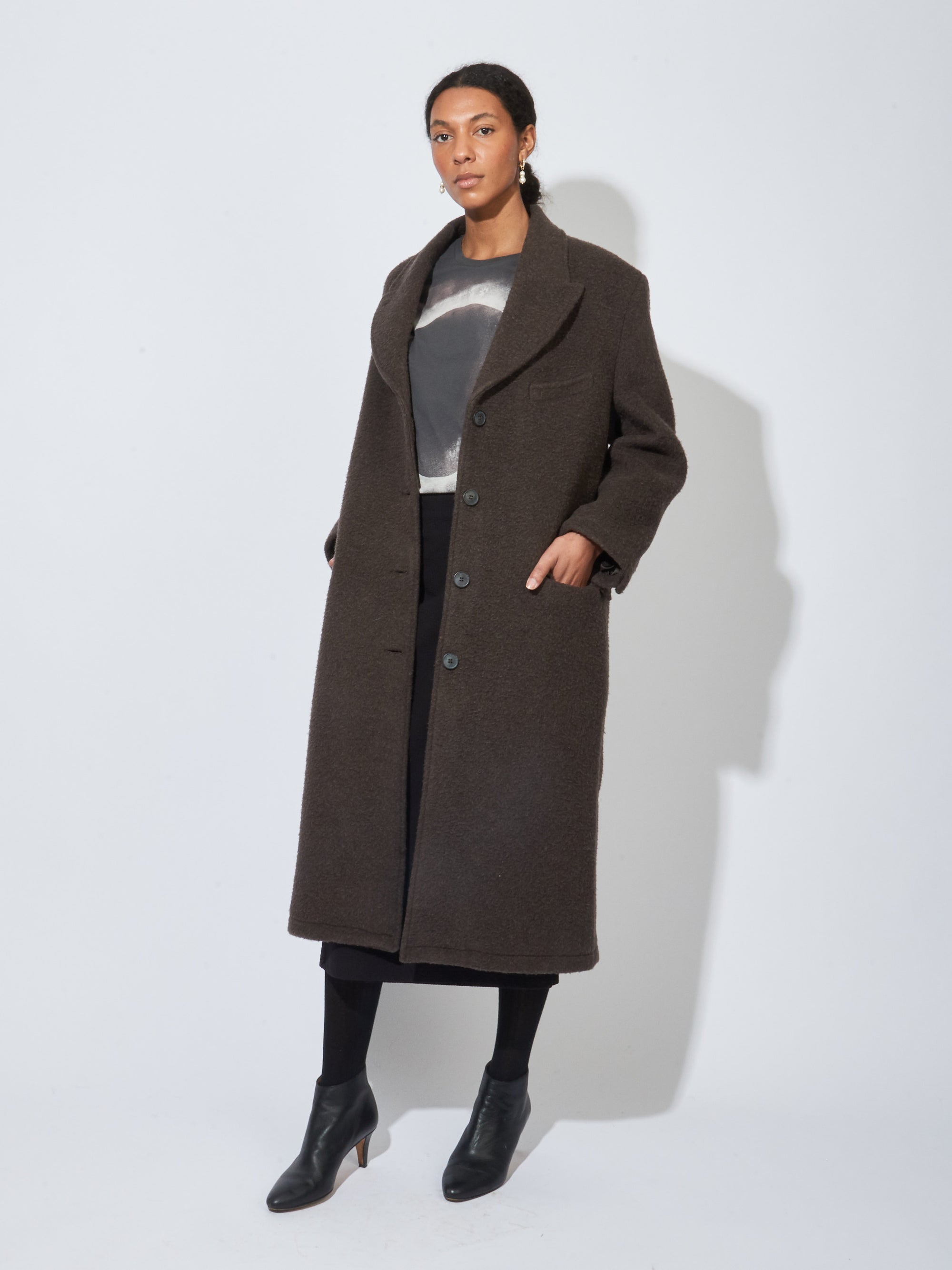 Mfpen - Brown Fuzz Motive Coat – Frances May