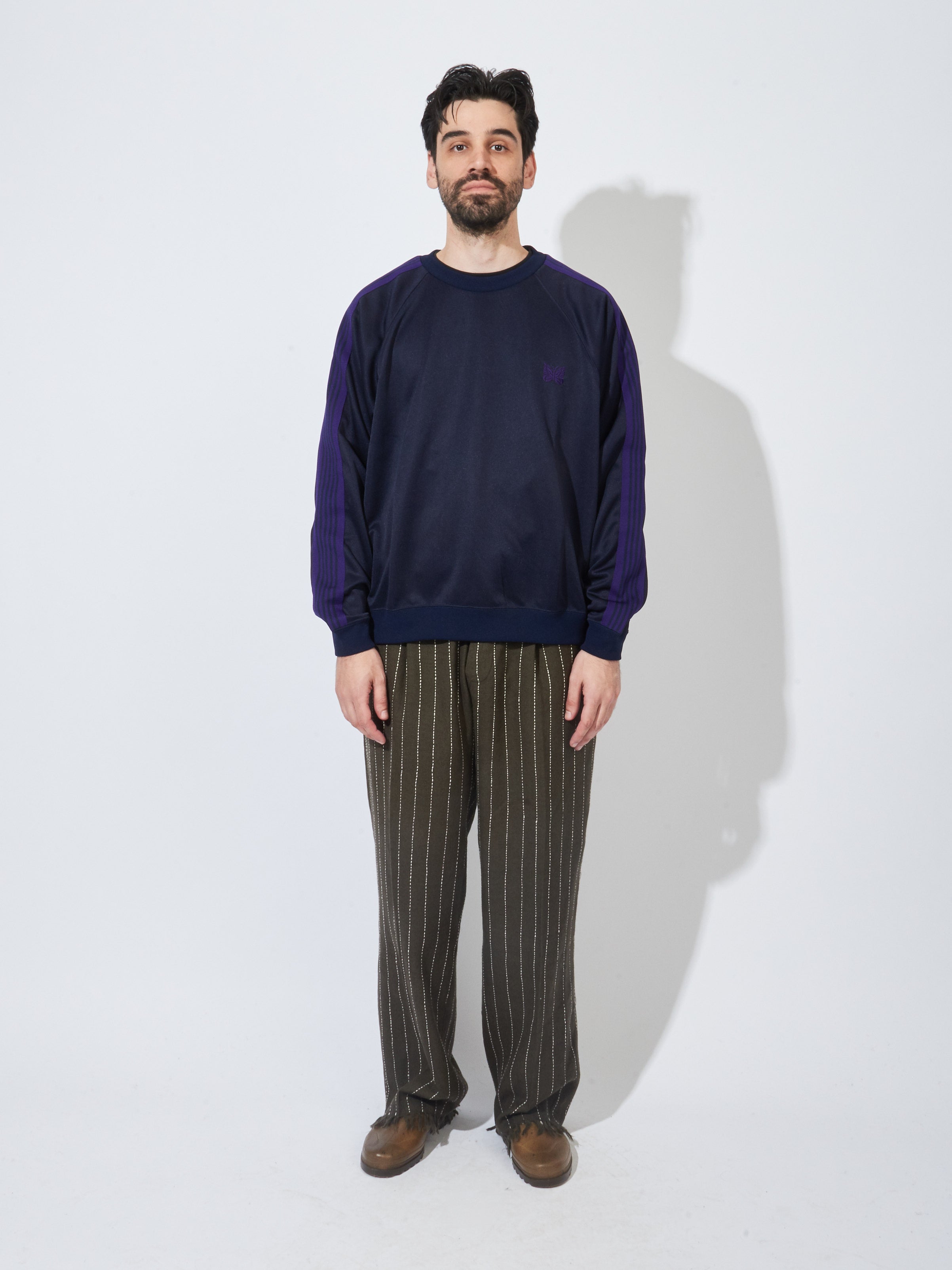 Navy Poly Smooth Track Crewneck Shirt