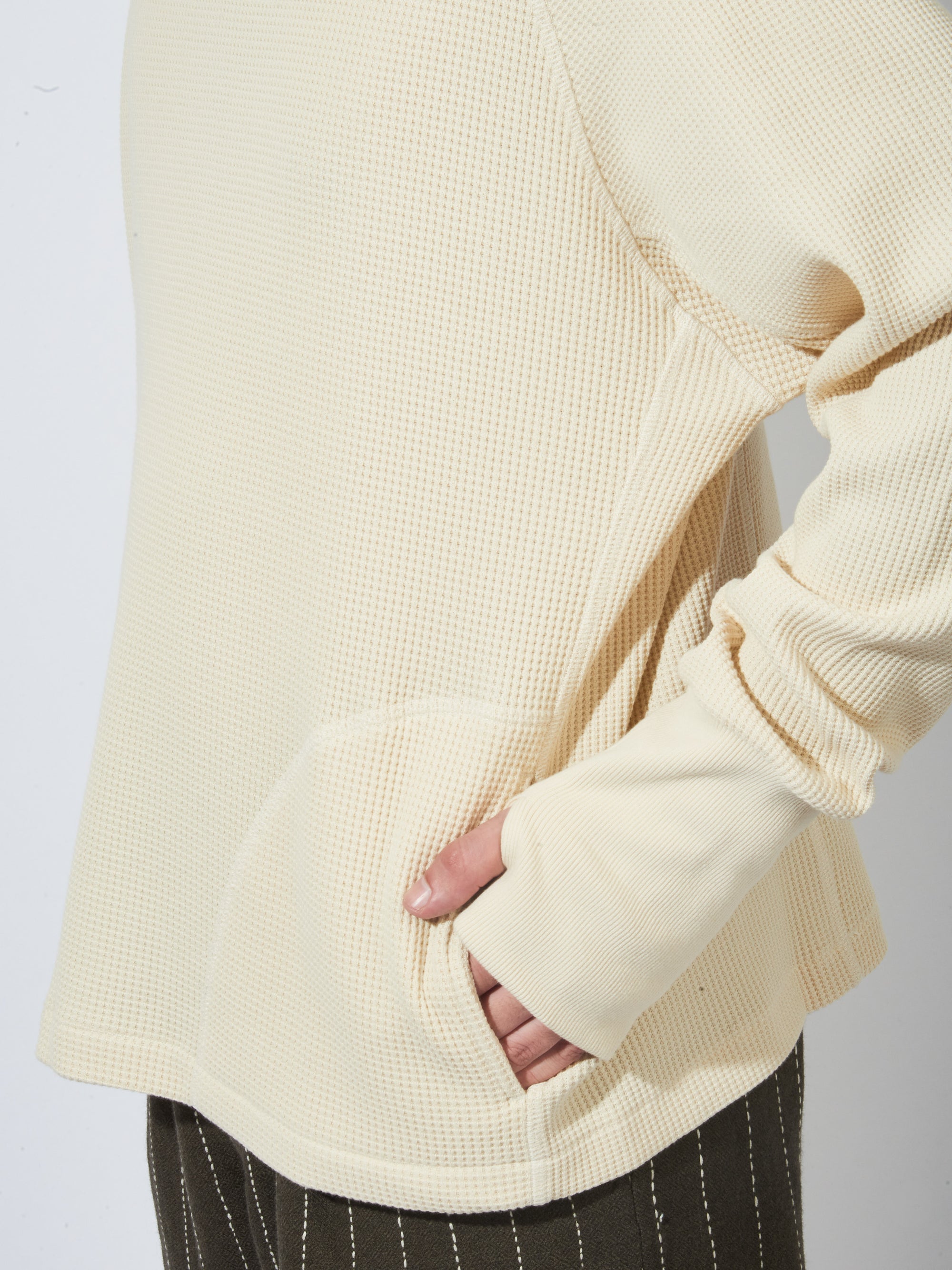 Ecru Waffle Roll Neck