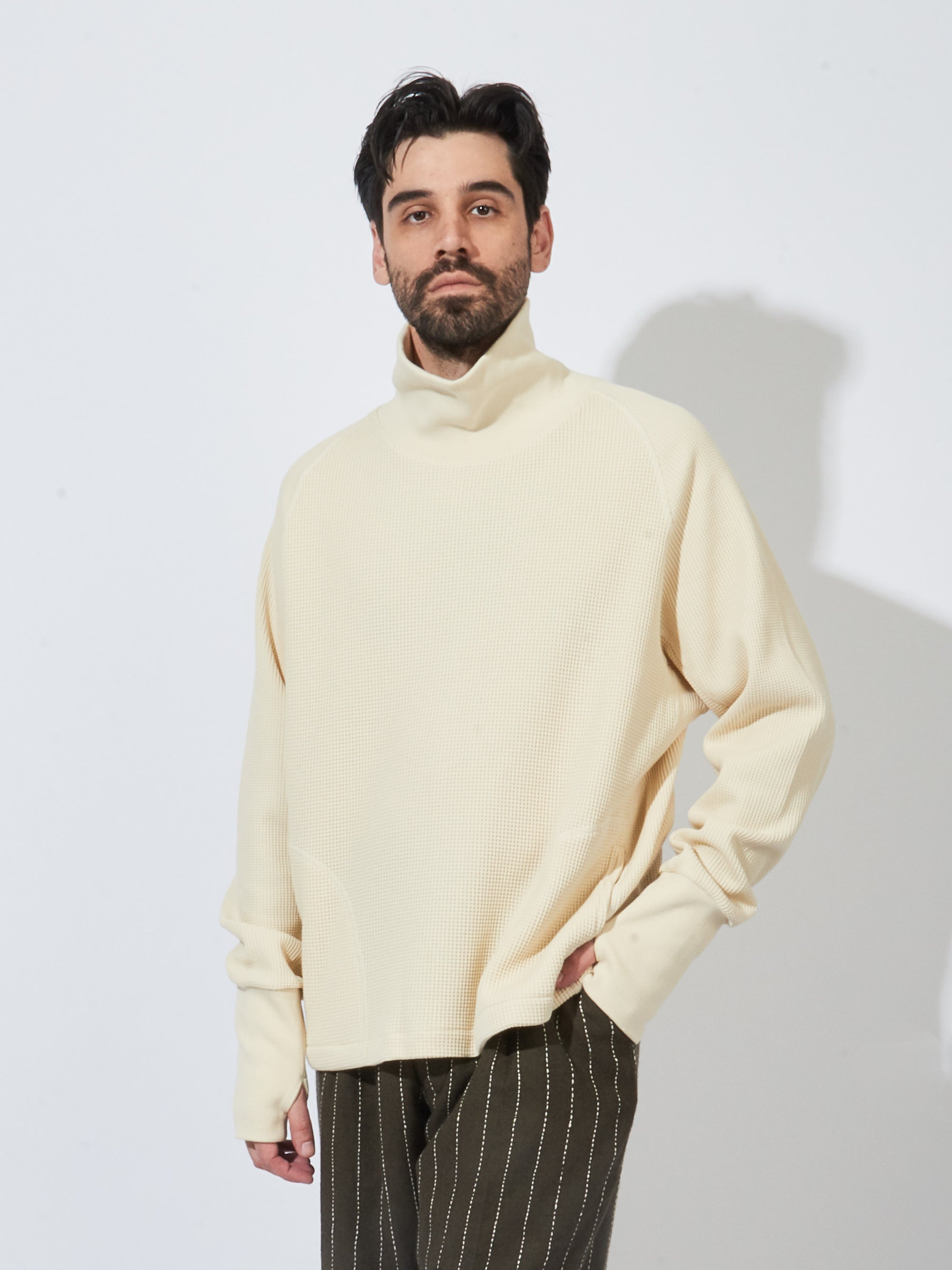 Nicholas Daley - Ecru Waffle Roll Neck – Frances May