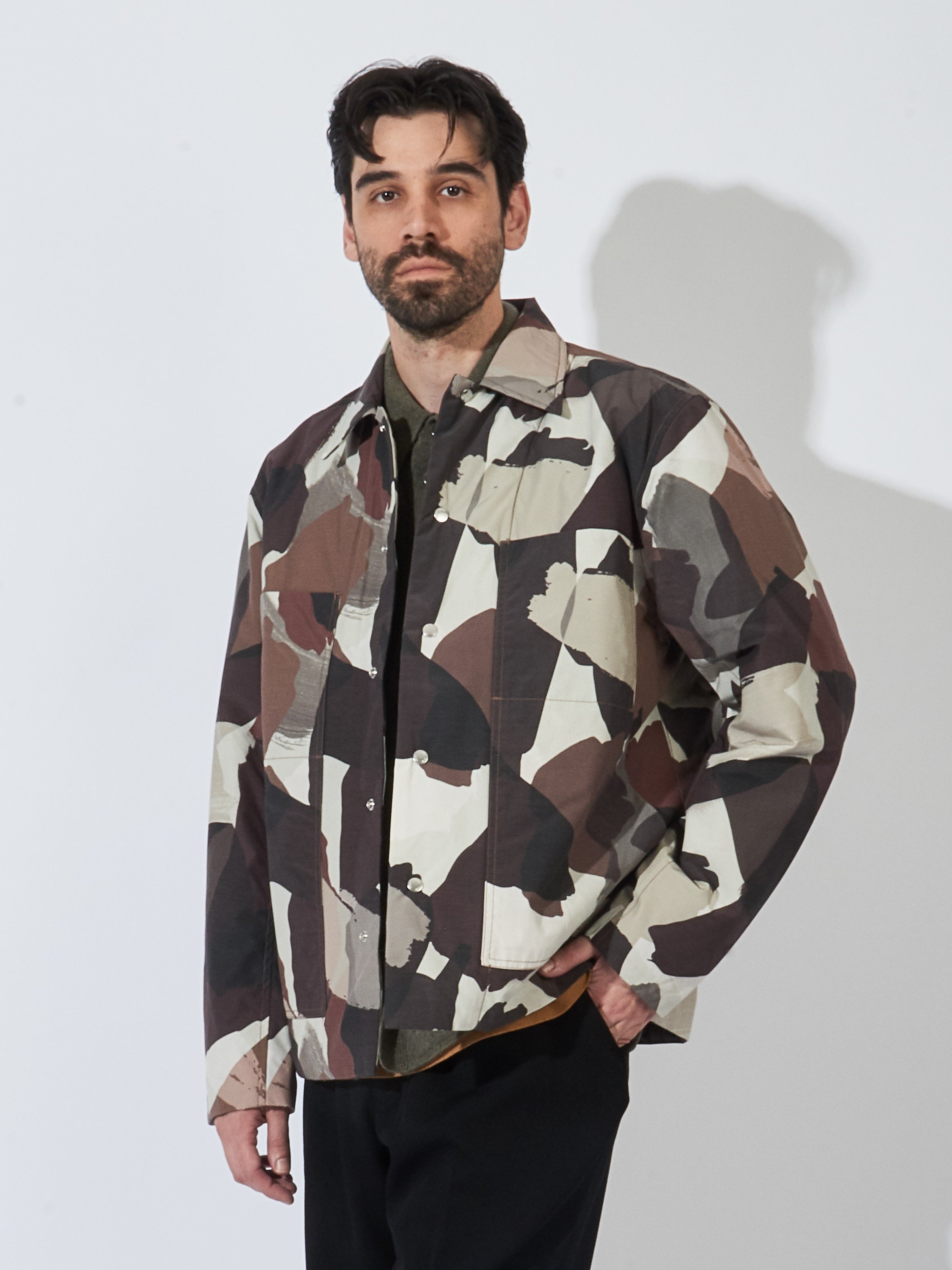 Espresso Pelle Camo Nylon Insulated Jacket