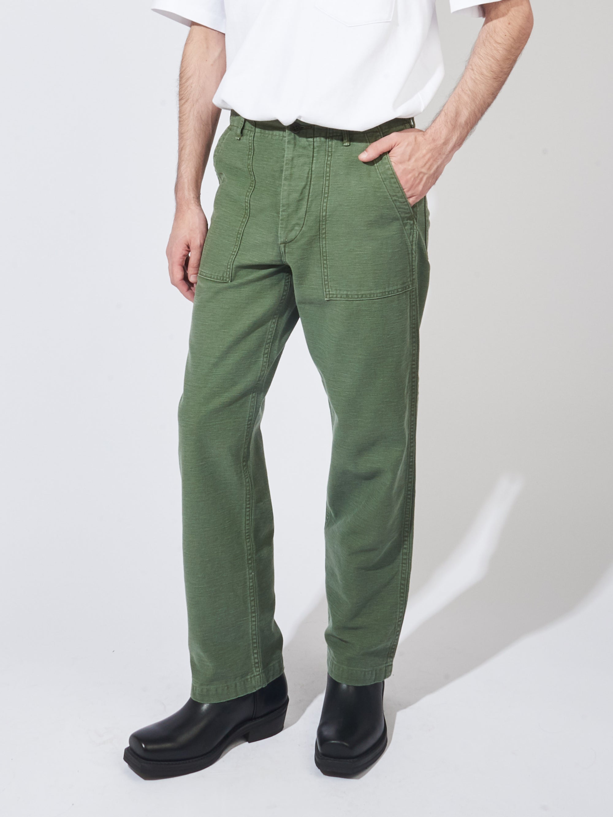 Green Used Wash US Army Fatigue Pants