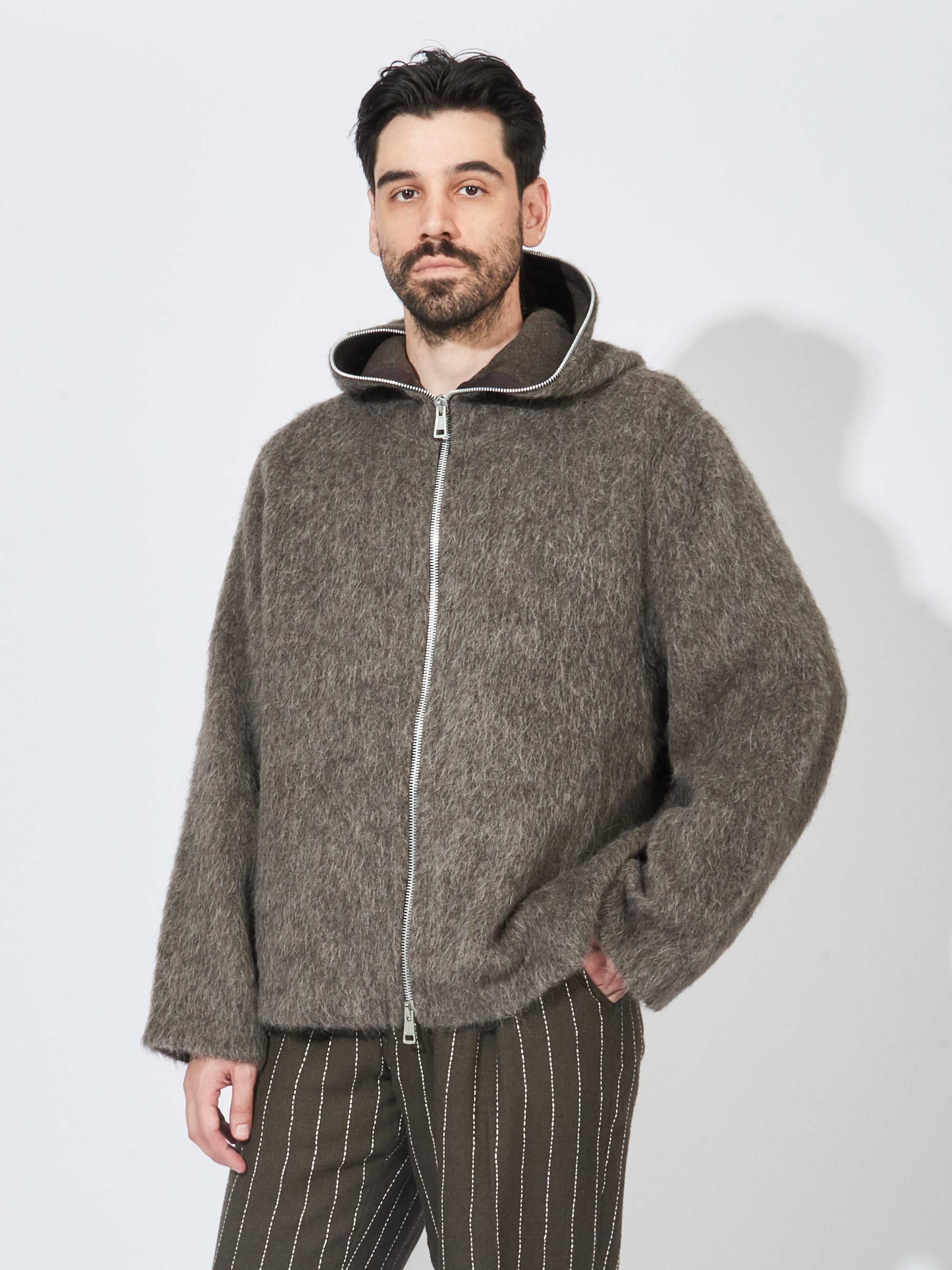 Our Legacy - Mole Grey Mohair Full Zip Hood – Frances May