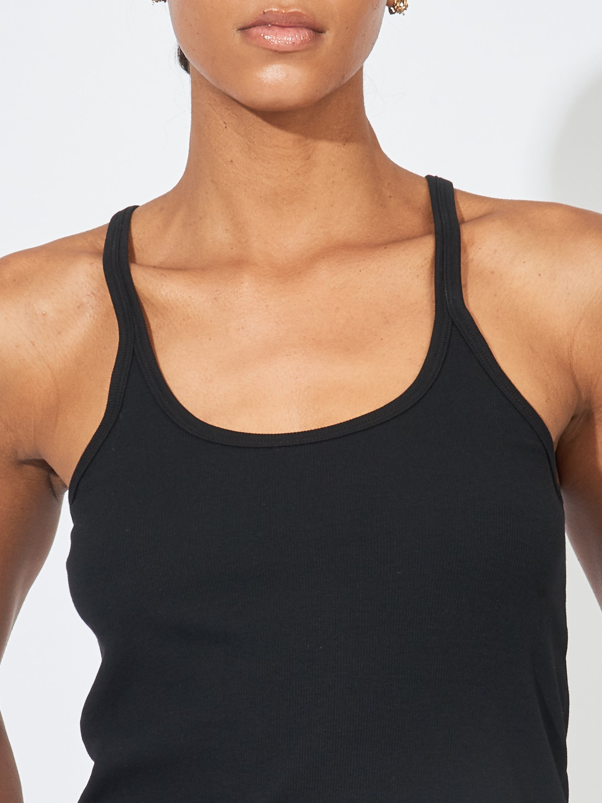 Shop Sophie Organic Cotton Ribbed Tank in Black