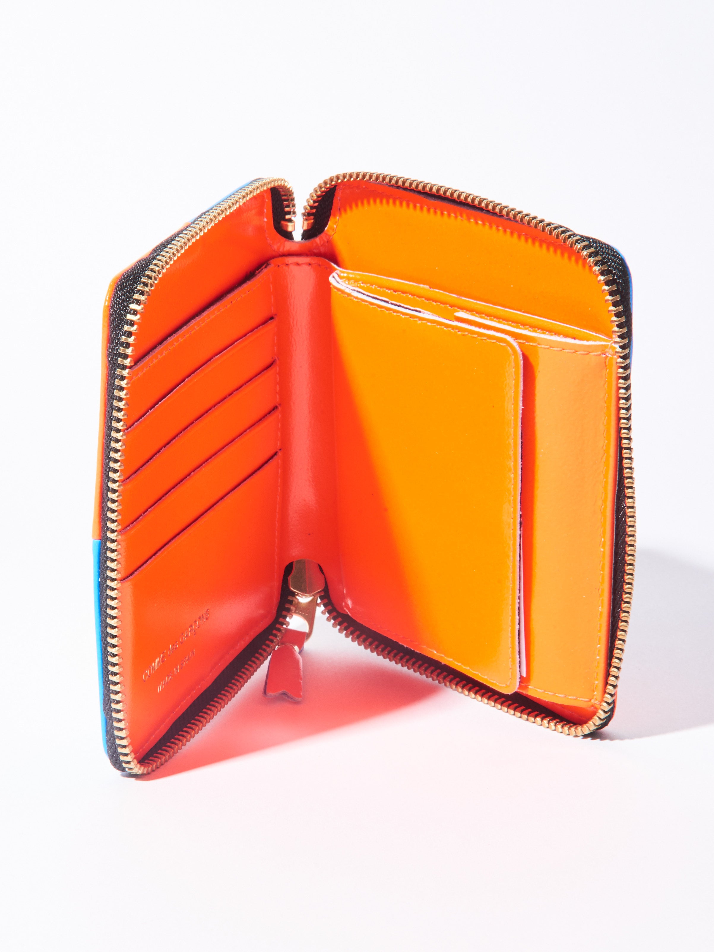 Comme Des Garçons - Blue/Orange Fluo Squares Zip Around Wallet