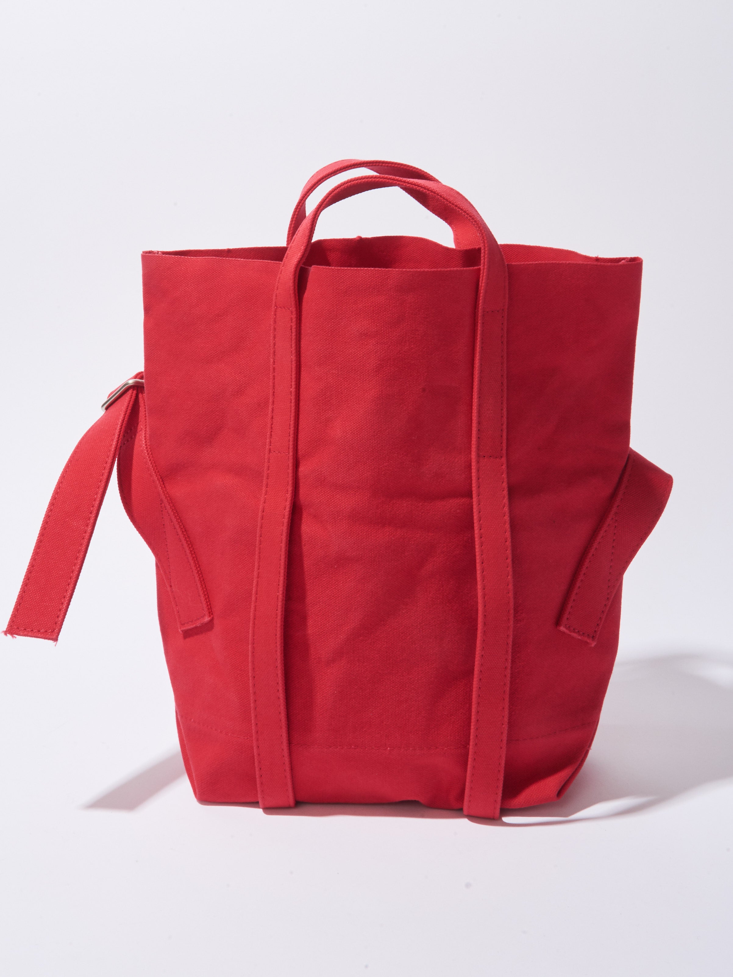 Small Red Washed Canvas 2 Way Messenger Bag