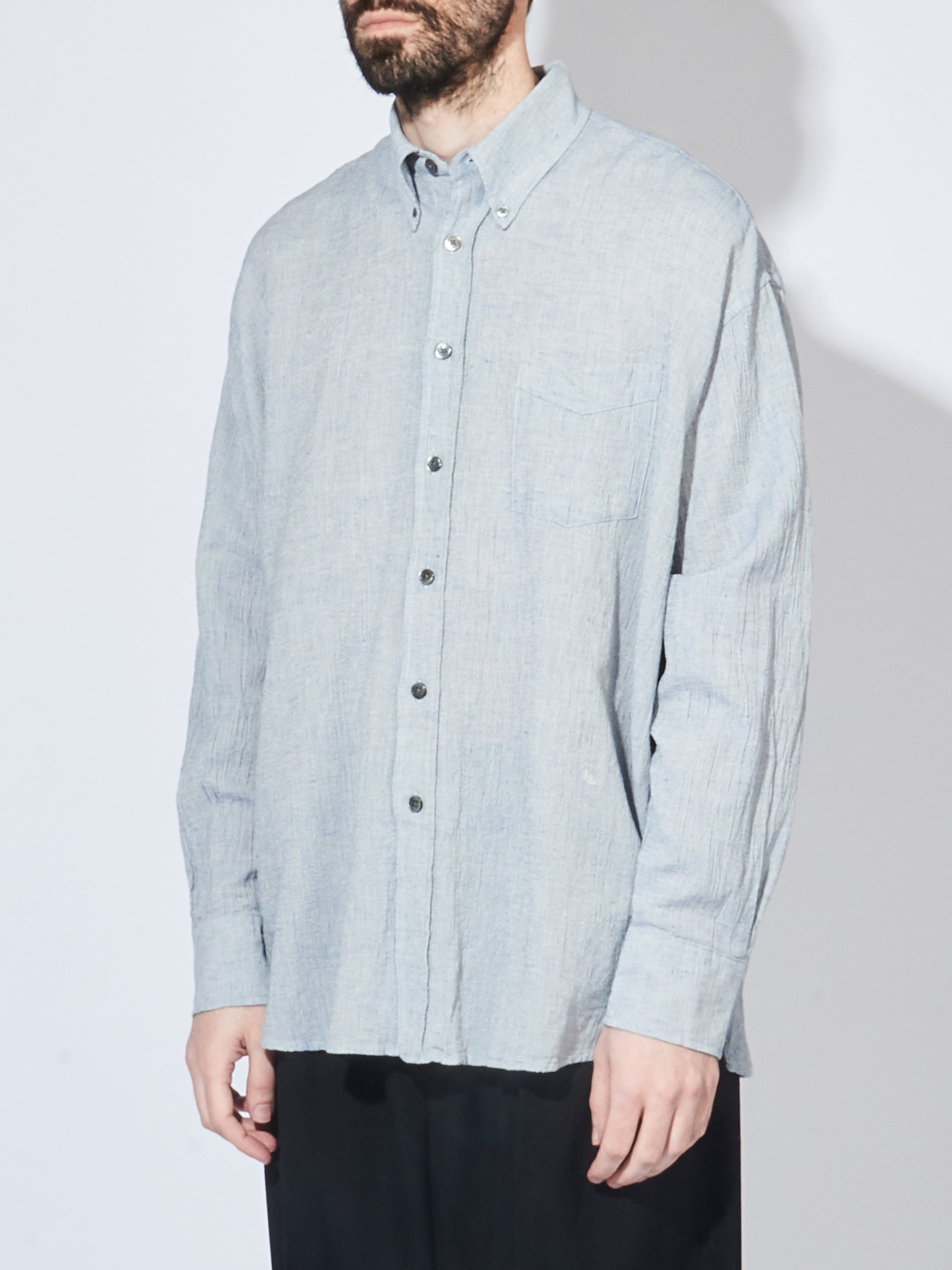 Our Legacy - Mid Blue Burlington Seersucker Borrowed BD Shirt