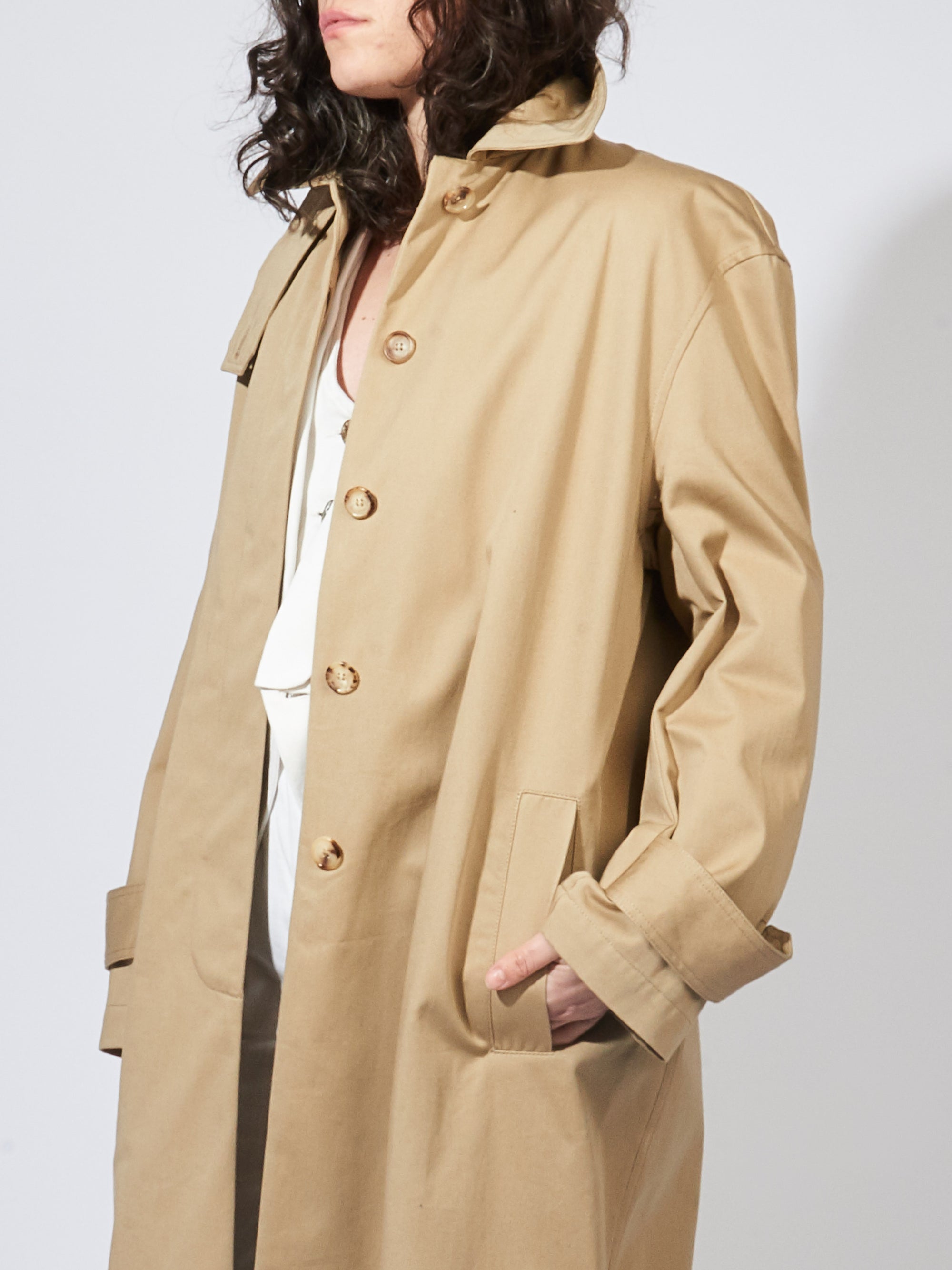 Trench Beige Oversized Gabardine Car Coat